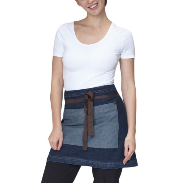 Washed Denim Contrast Waist Apron Thumbnail